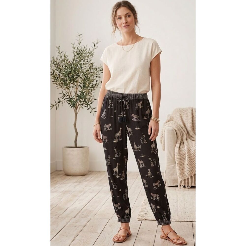 Fat Face Lyme Safari Animal Print Trousers Jogger Pant Women's Size 10